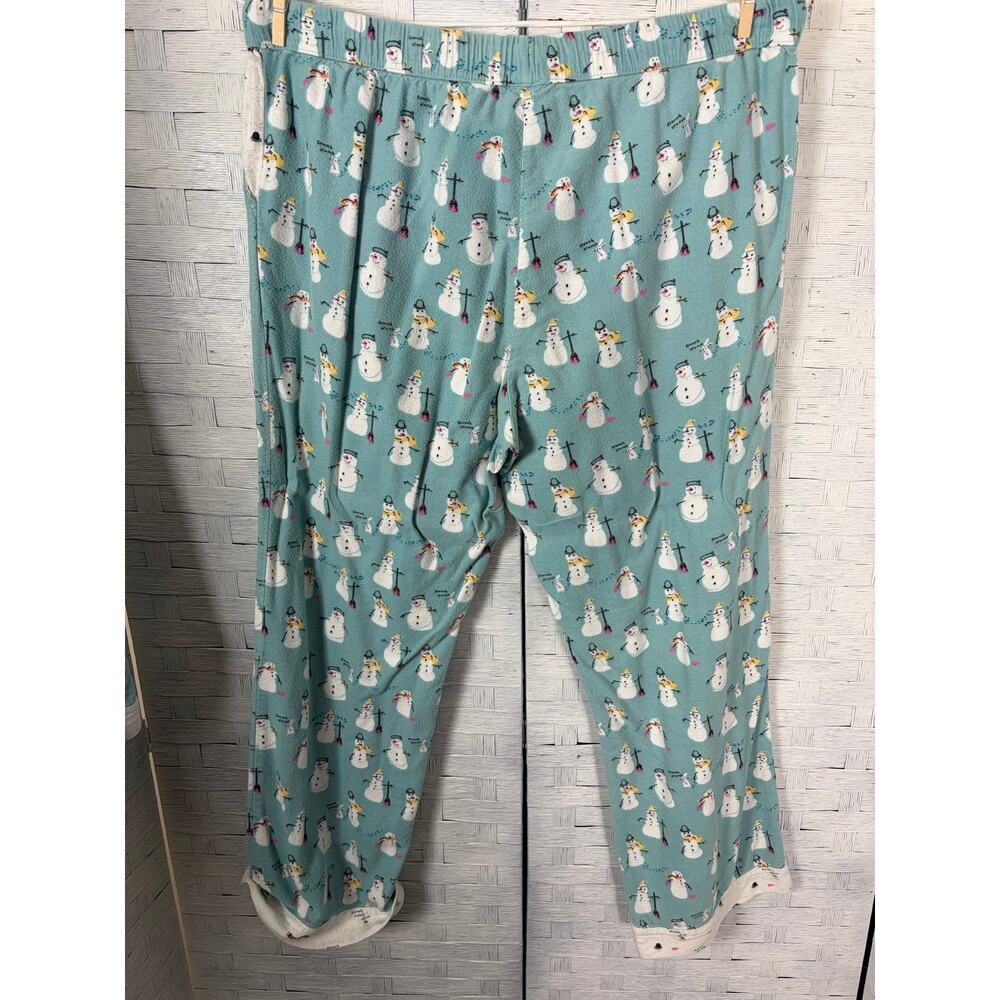 Munki Munki women’s pajamas flannel cozycore snowman pockets winter Christmas - Picture 4 of 16